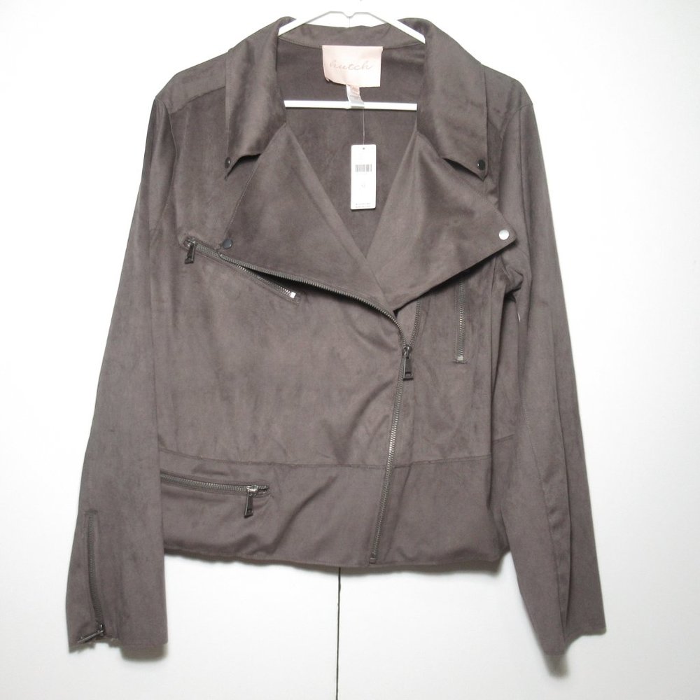 Anthropologie Hutch Vegan Faux Suede Moto Jacket Brown Gray - XL - Picture 6 of 12